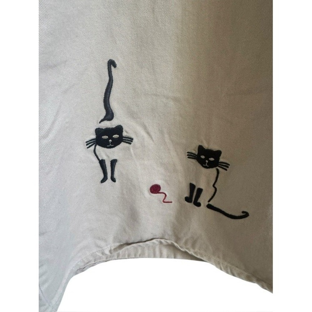 Christopher & Banks Vintage Y2K 2003 Cat Embroidered Khaki Dress Size Large - Picture 4 of 8